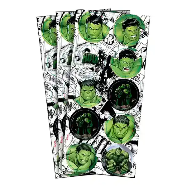 Adesivo Hulk Redondo — 30 Unidades, Disney