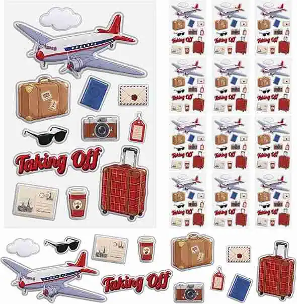 Adesivos de decolagem em 3D de 12 folhas para scrapbook