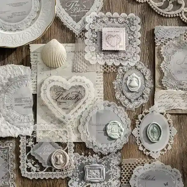 Adesivos Renda 10pcs Romantico Pvc P/ Scrapbook Journal