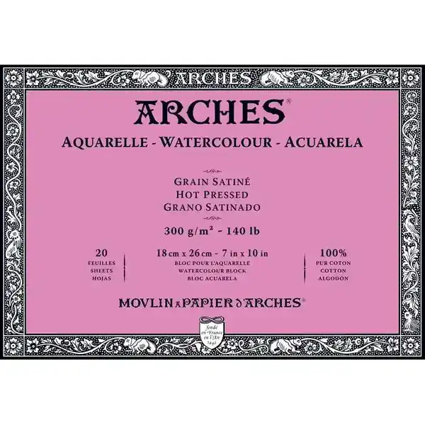 Bloco de papel para aquarela das marcas Canson e Arches
