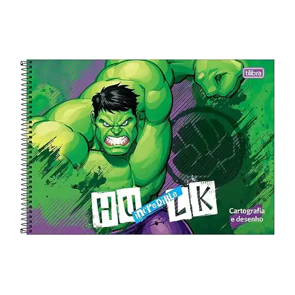 Caderno de Cartografia e Desenho Capa Dura 80 Folhas — Hulk