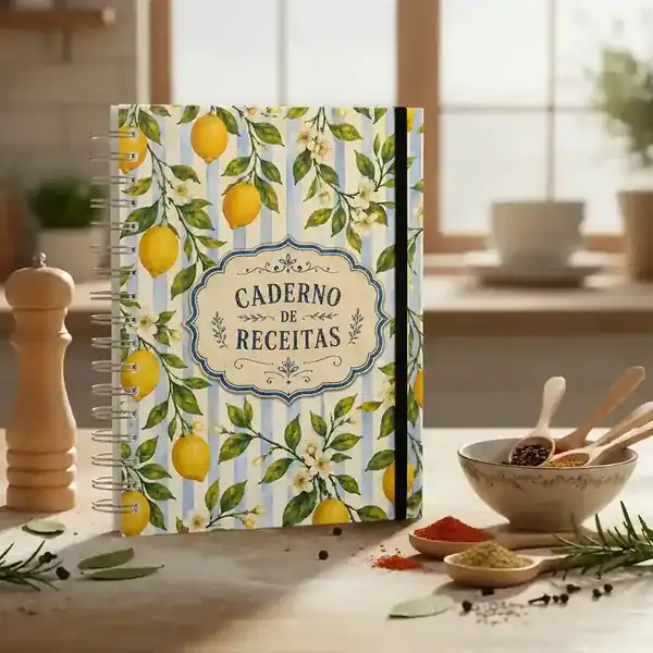 Caderno de receitas com dicas e índice — presente para quem gosta de cozinhar