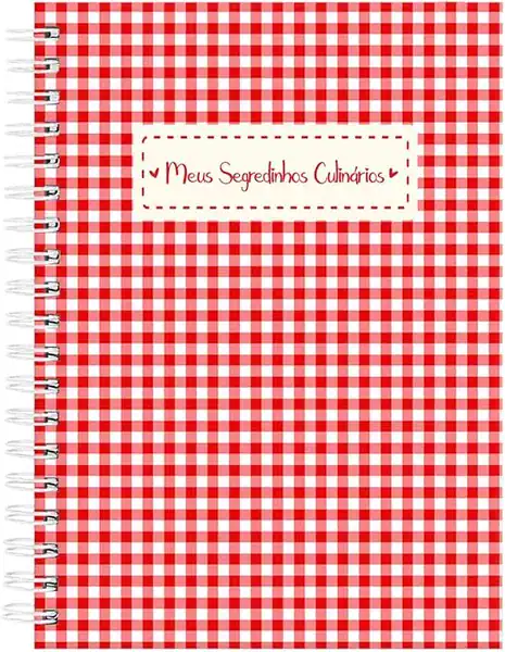 Caderno de receitas com capa toalha italiana xadrez — presente para quem gosta de cozinhar