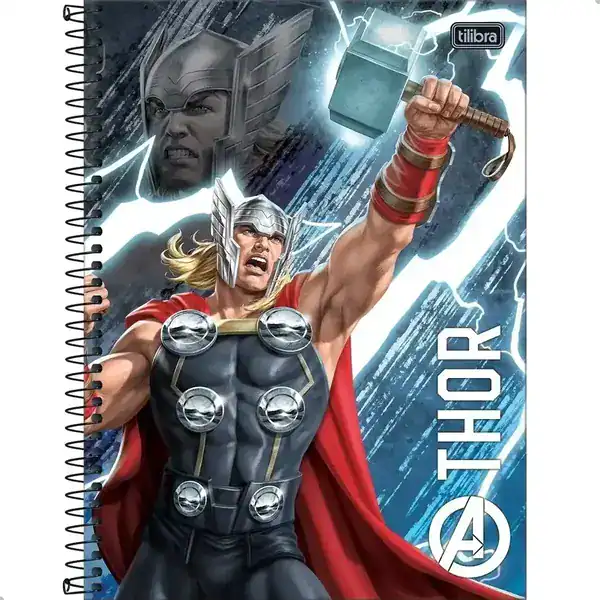 Caderno universitário espiral com capa do Thor dos Vingadores