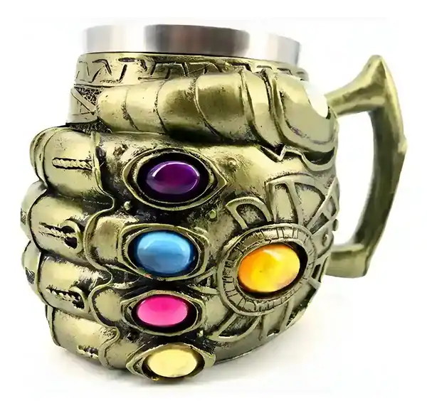 Caneca Manopla do Infinito Thanos — resina e metal, 400 ml — presente dos Vingadores