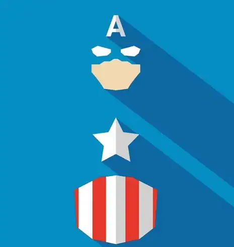 Ícone flat design do Capitão América — guia de presentes da Presendicas