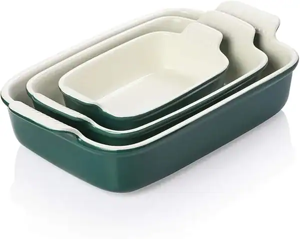 Conjunto de assadeiras de porcelana — presente para quem gosta de cozinhar