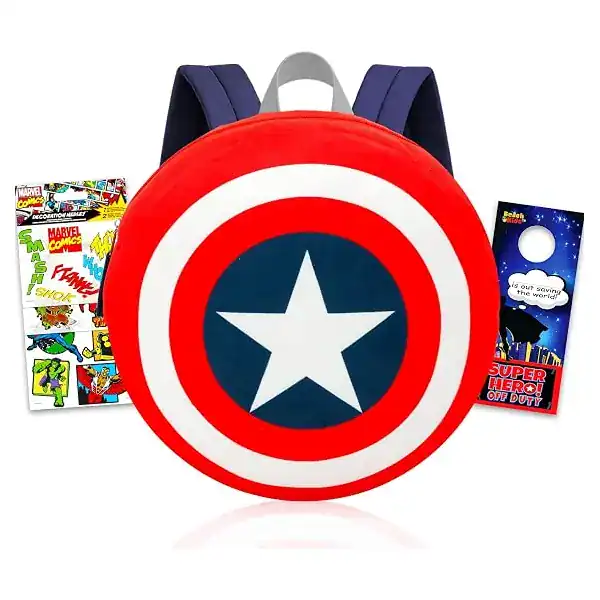 Mochila infantil de pelúcia com o Capitão América em relevo