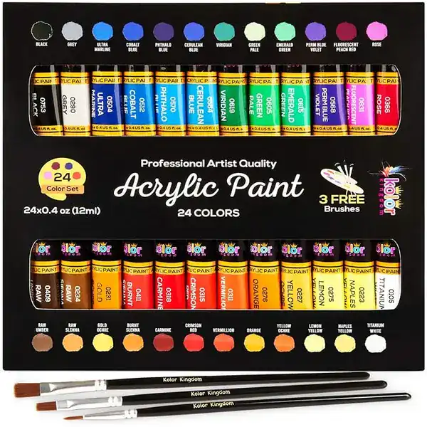 Conjunto de tintas acrílicas para pintura em tela