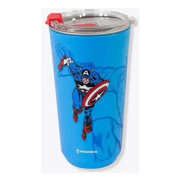 Copo Sky de 500 ml com tampa e canudo estampado com o Capitão América