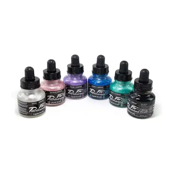 Daler – Frasco de tinta Rowney FW 29,5 ml – Efeito perolado (conjunto com 6)