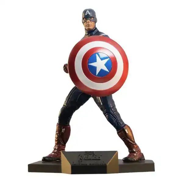 Estátua Iron Studios do Capitão América dos Vingadores sobre base de escombros