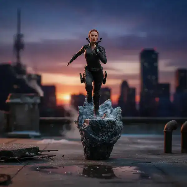 Estátua da Viúva Negra da Iron Studios em escala 1/10 da linha Avengers com base em diorama