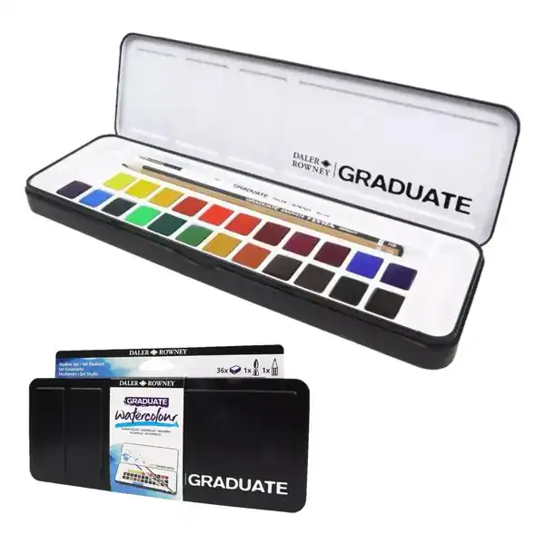Estojo de aquarela Daler-Rowney Graduate com 24 meias-pastilhas