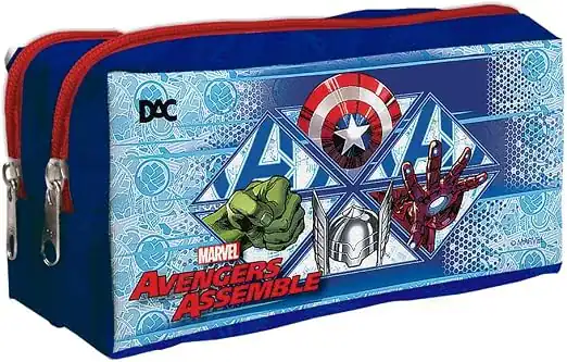 Estojo duplo com dois zíperes em tecido — Avengers — presente dos Vingadores