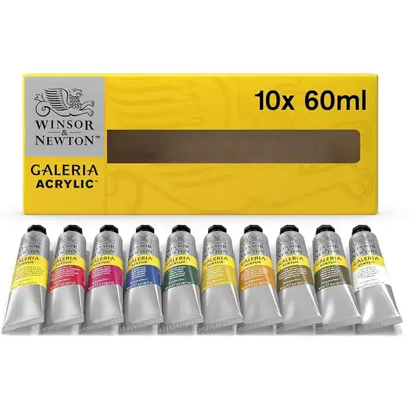Estojo com dez tubos de tinta acrílica Winsor & Newton Galeria de 60ml