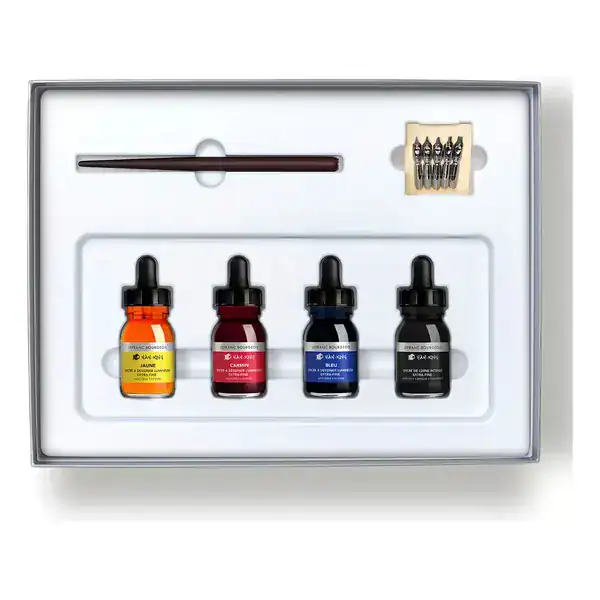 Estojo Tinta Desenho Lefranc & Bourgeois 300 Anos Caligrafia 4 Cores 30ml