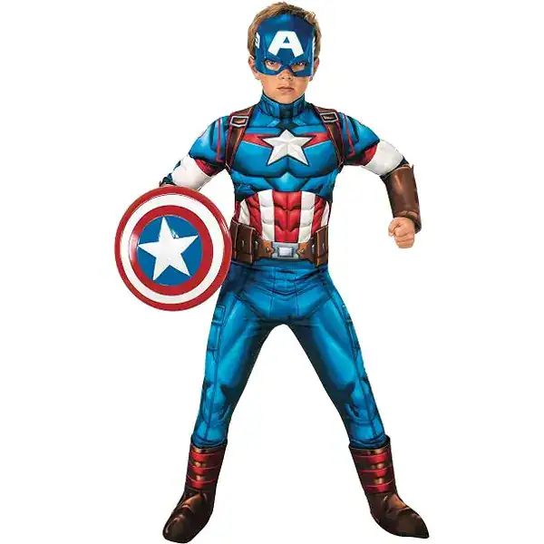 Fantasia infantil de luxo do Capitão América com peitoral estruturado