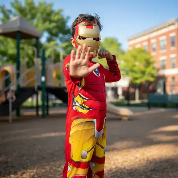 Fantasia Infantil Homem de Ferro com Enchimento e Máscara