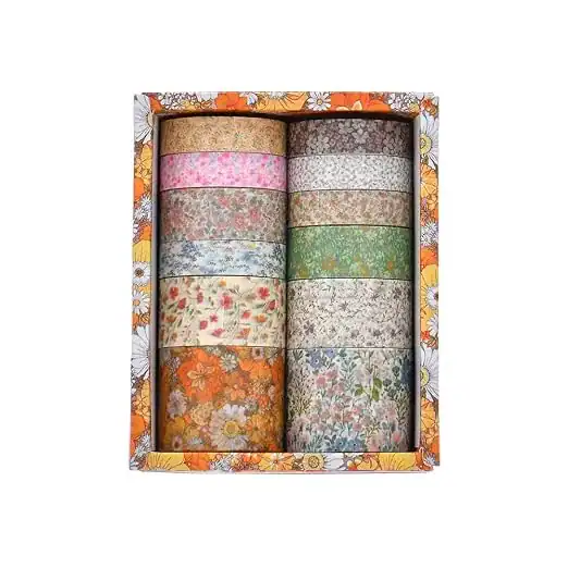 Fita adesiva Washi Vintage Floral com letras de flores