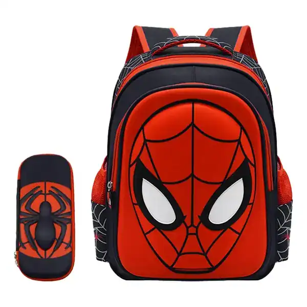 Mochila Infantil 3D do Homem-Aranha + Porta-Lápis