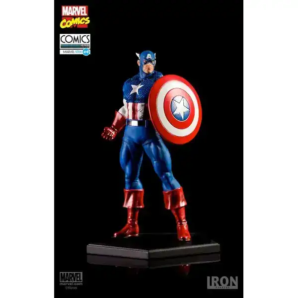 Estátua Iron Studios do Capitão América versão Marvel Comics com uniforme azul clássico