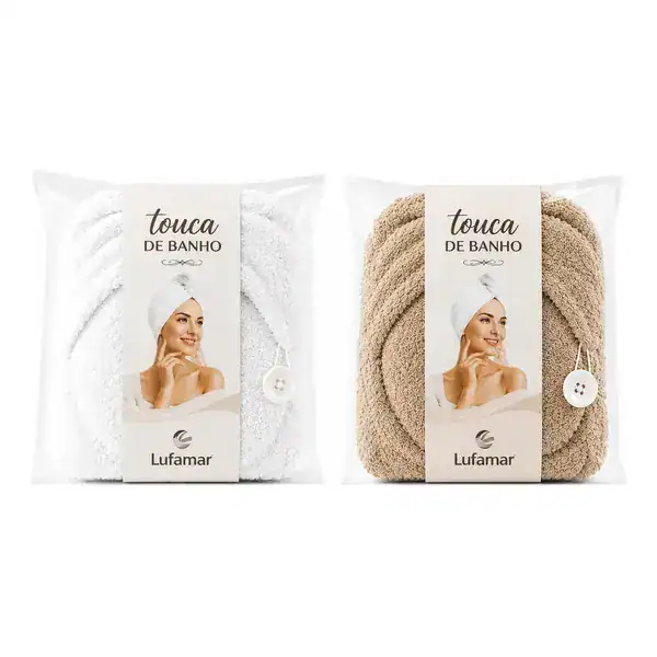 Lufamar Kit 2 Toucas de Cabelo 100% Algodão com Botão — guia de presentes para quem cuida do cabelo da Presendicas