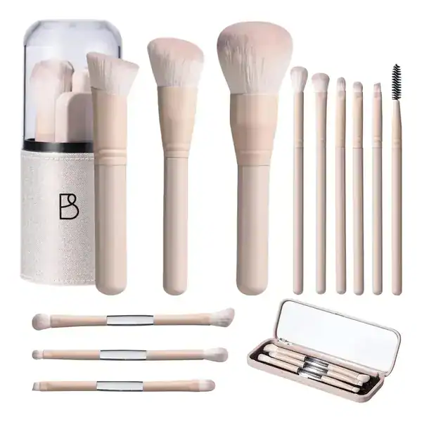 Kit BS-MALL com 12 pincéis, estojo e espelho para viagem