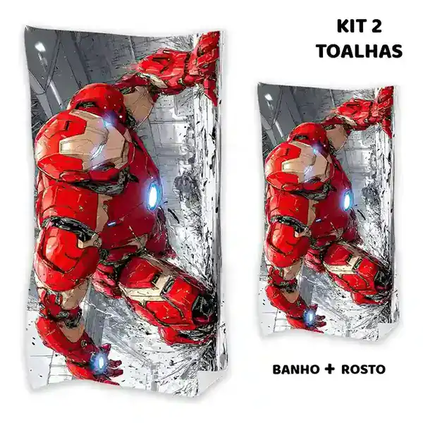 Kit 2 Toalhas de Banho e Rosto — Iron Man