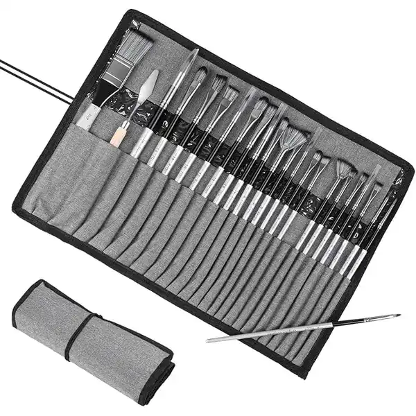 Kit de 24 pincéis profissionais de pintura com cabo cinza