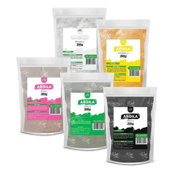 Kit 5 Argilas — Branca, Verde, Preta, Rosa e Amarela — guia de presentes para quem cuida da pele da Presendicas