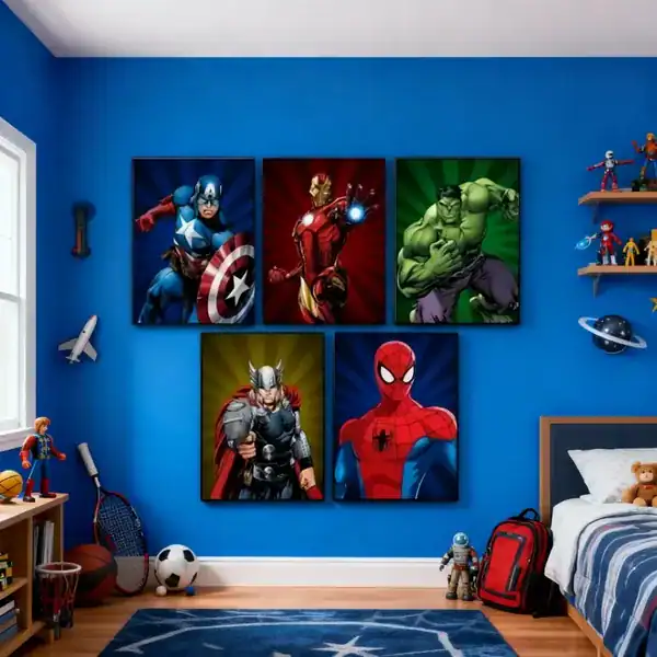 Kit 5 quadros decorativos Os Vingadores — presente dos Vingadores