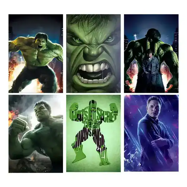 Kit 6 Quadros — Placas Decorativas do Incrível Hulk