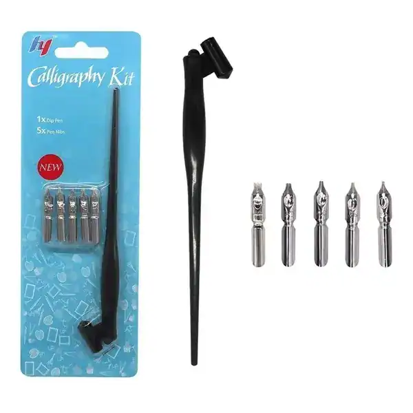 Kit Cabo Oblíquo Para Caligrafia Artística + 5 Bicos De Pena
