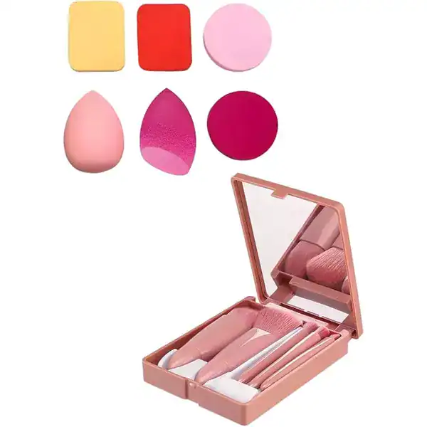 Kit de Maquiagem Completo com Estojo, Espelho, 6 Pincéis e 6 Esponjas — guia de presentes para quem ama maquiagem da Presendicas
