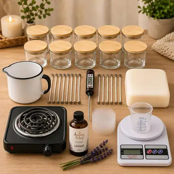 Kit Iniciante de Velas com Cera de Coco e Panela de Derretimento