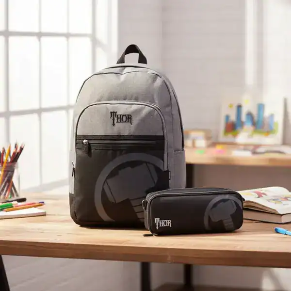 Kit escolar masculino com mochila do Thor e estojo combinando
