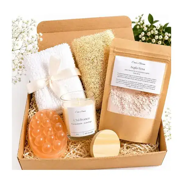 Kit presente de spa relaxante e autocuidado feminino em caixa