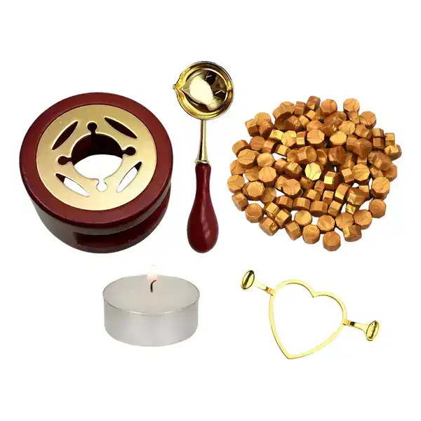 Kit Sinete Lacre De Cera, Aquecedor, Colher, Molde 200 Ceras