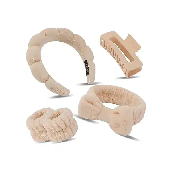 Kit spa com faixa de cabelo macia puffy