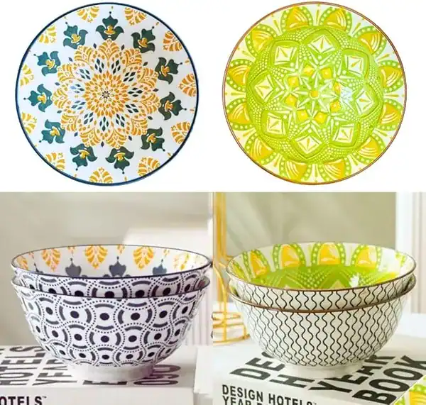 Kit tigelas bowls 700 ml em cerâmica mandala — presente para quem gosta de cozinhar