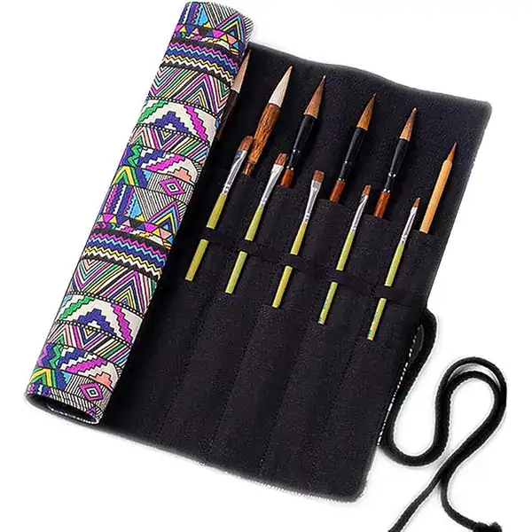 Porta-pincéis de enrolar LaVenty com estampa boho
