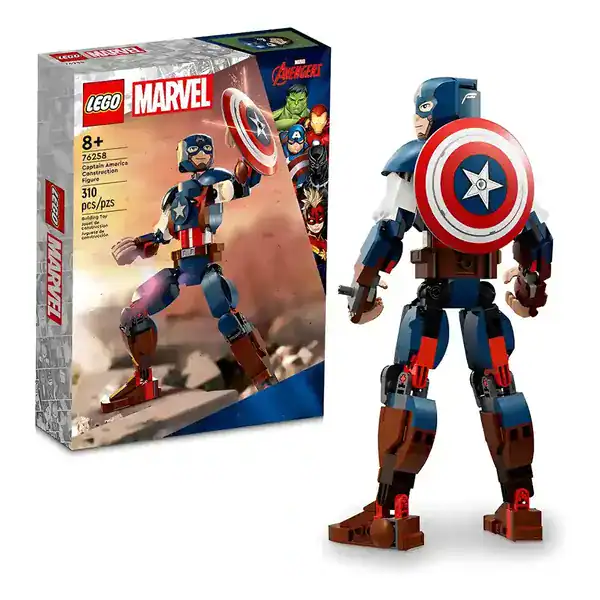 Figura de construção LEGO do Capitão América com escudo encaixável