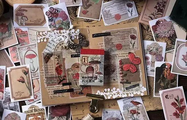 Livro de adesivos Washi, conjunto de adesivos de scrapbook de estética vintage