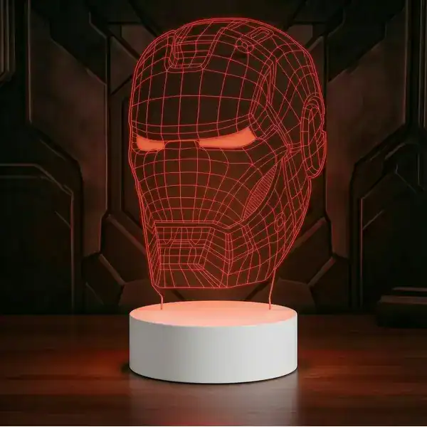 Luminária LED 3D do Capacete do Homem de Ferro — Abajur Multicores