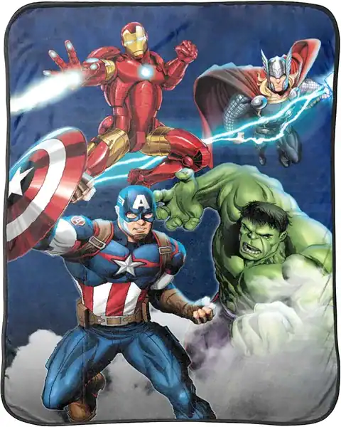 Manta de pelúcia azul dos Vingadores — presente dos Vingadores