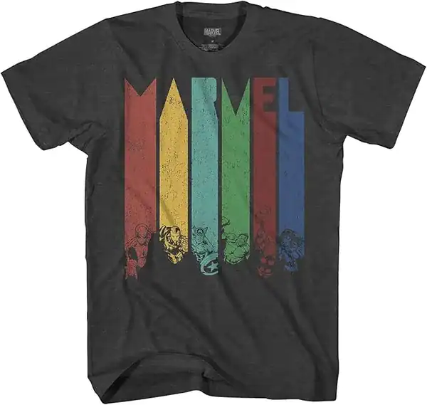 Marvel — camiseta masculina com estampa envelhecida dos Vingadores — presente dos Vingadores