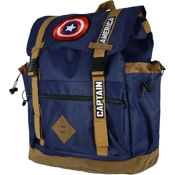 Mochila urbana Marvel modelo flaptop com bordado do Capitão América