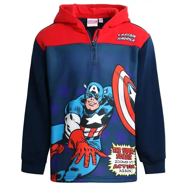 Moletom infantil dos Vingadores com o Capitão América estampado