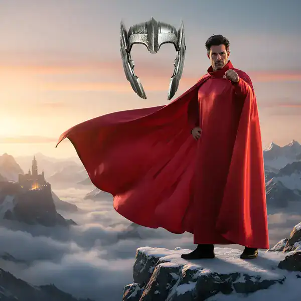 Conjunto de máscara e capa de cetim do Thor para adulto